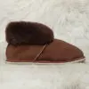 пантофи от 100 % естествена агнешка кожа | Milvena | Милвена - Български кожени изделия от агнешка кожа страхотни дамски тълно кафяви пантофи
