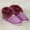 дамски пантови за зимните дни с лилав пух | Milvena | Милвена - Български кожени изделия от агнешка кожа уникални светло лилави дамски пантофи
