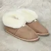бежови домашни пантофи от агнешка кожа | Milvena | Милвена - Български кожени изделия от агнешка кожа бежови пантофи от агнешка кожа