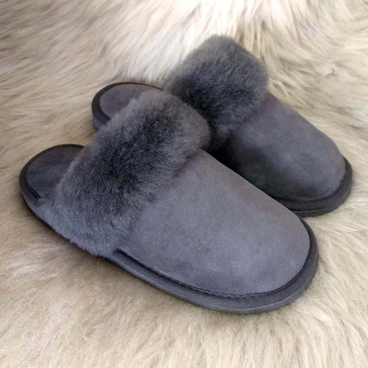 дамски домашни чехли от агнешка кожа