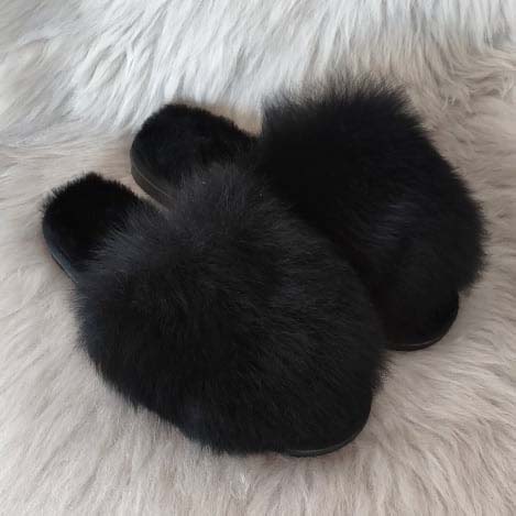 домашни дамски чехли милвена, агнешка кожа чехли