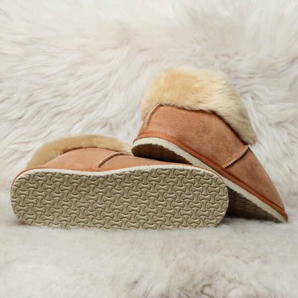 пантофи кафяви от естесквена кожа - дамски | Milvena | Милвена - Български кожени изделия от агнешка кожа кафяви дамски пантофи