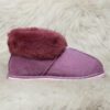 дамски вълнени пантофи от естествена кожа | Milvena | Милвена - Български кожени изделия от агнешка кожа топли дамски пантофи с лилав пух