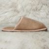 вълнен домашен пантоф от овча кожа | Milvena | Милвена - Български кожени изделия от агнешка кожа бежов пантоф от агнешка кожа