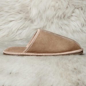 вълнен домашен пантоф от овча кожа | Milvena | Милвена - Български кожени изделия от агнешка кожа бежов пантоф от агнешка кожа