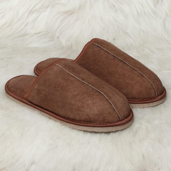 кожени кафяви пантофи за вкъщи