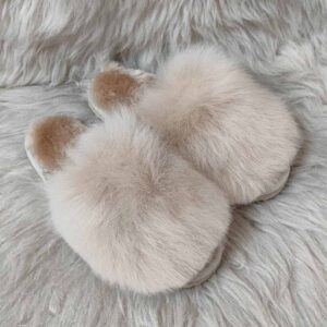 Детски чехли от агнешка кожа - меки и топли | Milvena | Милвена - Български кожени изделия от агнешка кожа Детски чехли 2913 хъни