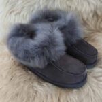 Дамски пантофи модел 3472 сиви с висок косъм